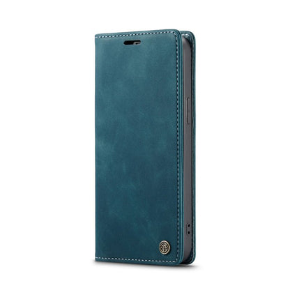 CaseMe - 013 TPU zakelijke stijl vintage matte horizontale flap lederen hoesje voor iPhone 14 blauw