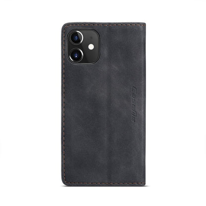 CaseMe - 013 TPU zakelijke stijl vintage matte horizontale flap leren hoes voor iPhone 12 Mini zwart