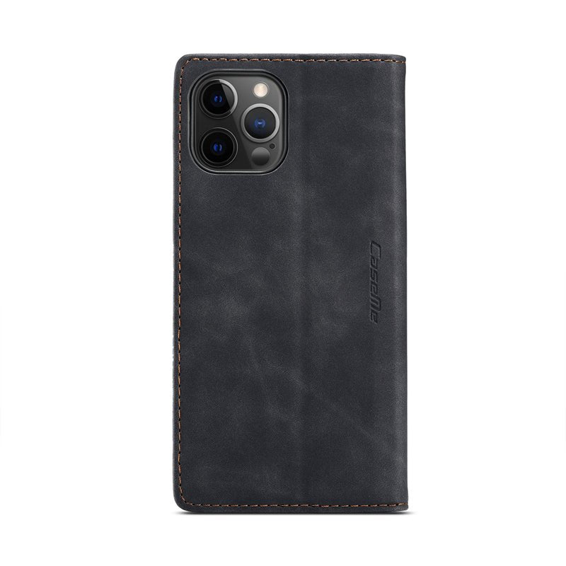 Caseme - 013 TPU zakelijke stijl vintage matte horizontale flap leren hoes voor iPhone 12 Pro Max zwart