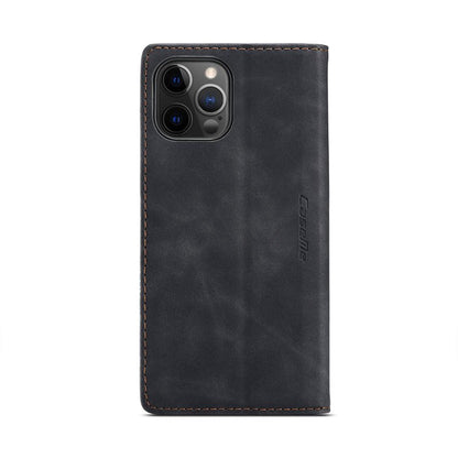 Caseme - 013 TPU zakelijke stijl vintage matte horizontale flap leren hoes voor iPhone 12 Pro Max zwart
