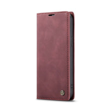 CaseMe - 013 TPU zakelijke stijl vintage matte horizontale flap leren hoes voor iPhone 17 bordeauxrood