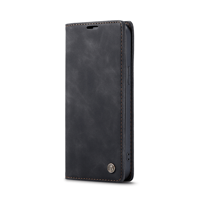 CaseMe - 013 TPU zakelijke stijl vintage matte horizontale flap leren hoes voor iPhone 6/7/8/SE 2020/SE 2022 Zwart