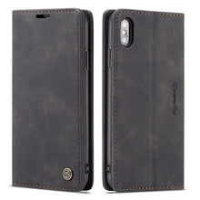 CaseMe - 013 TPU zakelijke stijl vintage matte horizontale flap leren hoes voor iPhone X/XS zwart