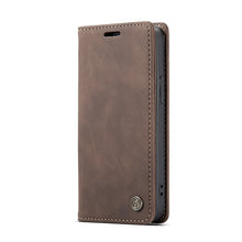 CaseMe - 013 TPU zakelijke vintage matte horizontale flap lederen hoes voor iPhone 13 koffie