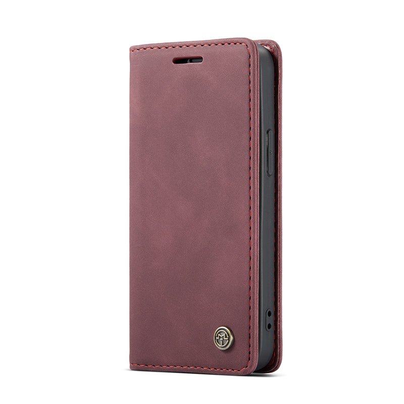 CaseMe - 013 TPU zakelijke vintage matte horizontale flap leren hoes voor iPhone 13 Rood