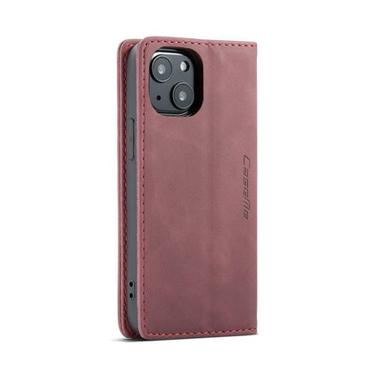 CaseMe - 013 TPU zakelijke vintage matte horizontale flap leren hoes voor iPhone 13 Rood