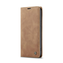 CaseMe - 013 TPU zakelijke vintage matte horizontale flap leren hoesje voor iPhone 17 bruin