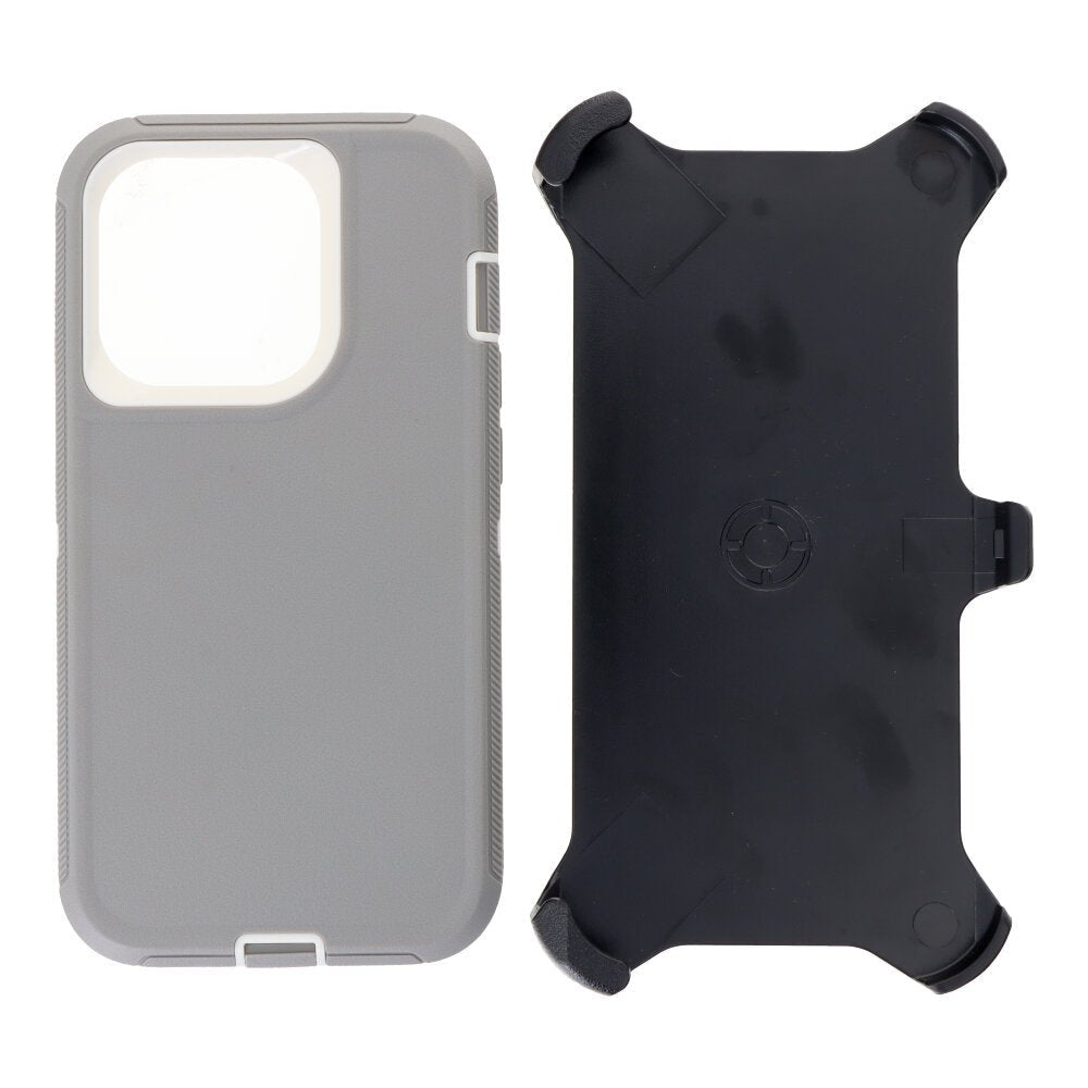 Defender serie harde PC+TPU anti - val hoes voor iPhone 14 Pro grijs wit