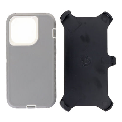 Defender serie harde PC+TPU anti - val hoes voor iPhone 14 Pro grijs wit