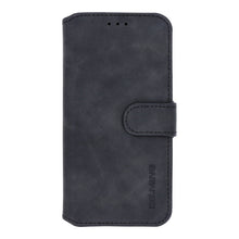 DG.MING Retro Oil Side horizontaal flip case voor iPhone X/XS zwart