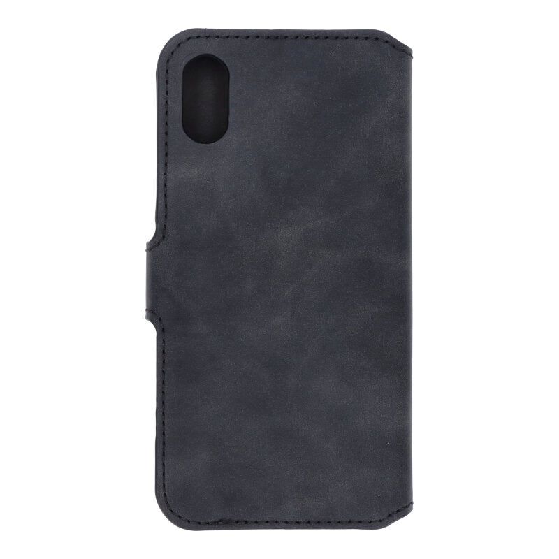 DG.MING Retro Oil Side horizontaal flip case voor iPhone X/XS zwart