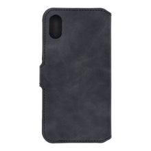 DG.MING Retro Oil Side horizontaal flip case voor iPhone X/XS zwart