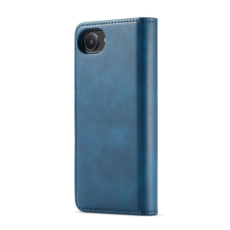 DG.MING twee - delige koeienhuid textuur hoes voor iPhone 16e blauw