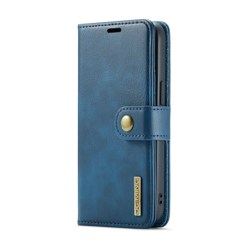 DG.MING twee - delige koeienhuid textuur hoes voor iPhone 16e blauw
