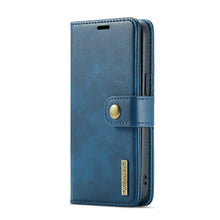 DG.MING twee - delige koeienhuid textuur hoes voor iPhone 16e blauw