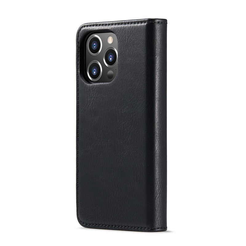 DG.MING twee - vouw cowhide texture hoesje voor iPhone 15 Pro zwart