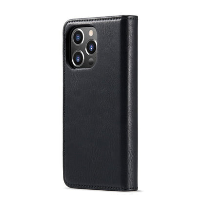 DG.MING twee - vouw cowhide texture hoesje voor iPhone 15 Pro zwart
