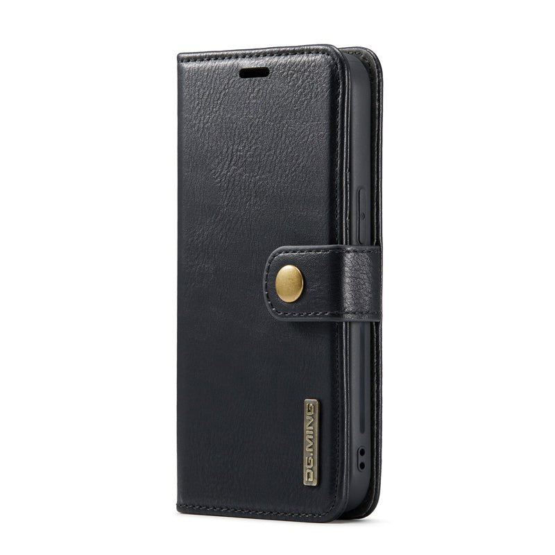 DG.MING twee - vouw cowhide texture hoesje voor iPhone 15 Pro zwart