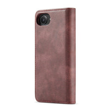 DG.MING tweevoudig vouwbare koeienhuid textuur hoes voor iPhone 16e rood