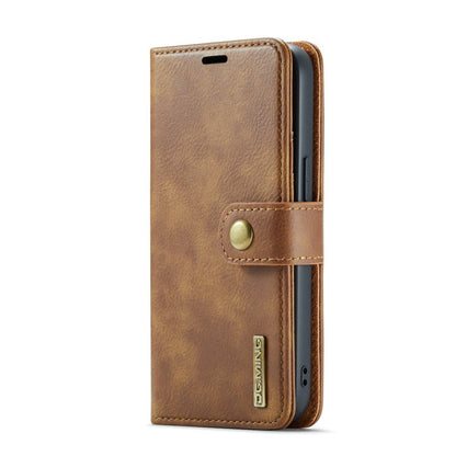 DG.MING tweevoudige koeienhuid textuur hoesje voor iPhone 16e bruin