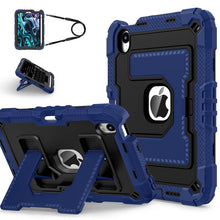 Dual Color Robot C5 hoes met Pencil houder & draagriem voor iPad Mini 6 2021/Mini 7 2024 Zwart+Navy Blue