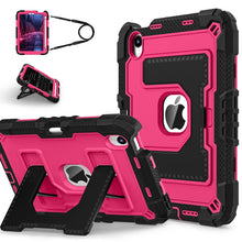 Dual color Robot C5 versie hoes met penhouder & riem voor iPad Mini 6 2021/Mini 7 2024 zwart+roze rood