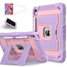 Dual Color Robot C5 versie hoes met potloodhouder & band voor iPad 2022 (iPad 10de)/2025 (11de) Paars+Roze Goud