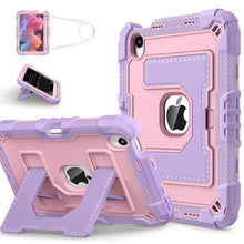 Dual Color Robot C5 Versie Hoes met Potloodhouder & Strap voor iPad Mini 6 2021/Mini 7 2024 Paars+Roségoud