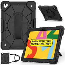Dual Color Robot TPU schokabsorberende hoes met schouderriem en handgreep voor iPad Pro 9.7 2016/9.7 2017/9.7 2018 zwart