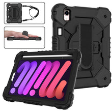 Dual color robot TPU schokabsorberende hoes met schouderriem grip cover voor iPad Mini 6 2021 zwart+zwart