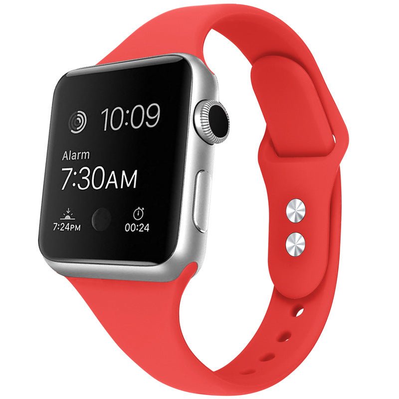 Dubbele Gesp Silicone Small Polsband voor Apple Watch Series 42MM/44MM/45MM/46MM Rood