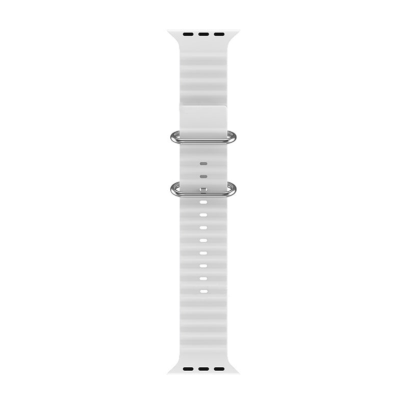 Dubbele Gesp Siliconen Band voor Apple Watch 42MM/44MM/45MM/46MM/49MM Wit