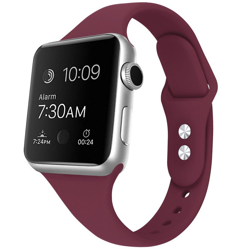 Dubbele gesp siliconen band voor Apple Watch Series 42MM/44MM/45MM/46MM wijnrood