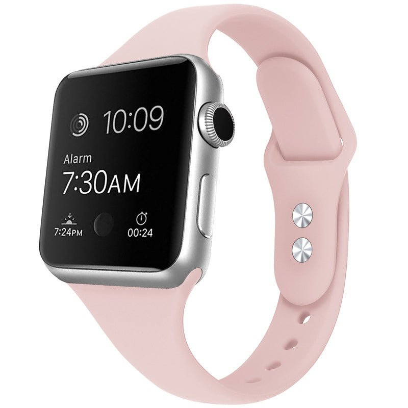 Dubbele gesp siliconen kleine polsband voor Apple Watch series 42MM/44MM/45MM/46MM lichtroze