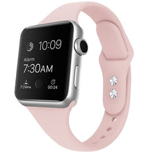 Dubbele gesp siliconen kleine polsband voor Apple Watch series 42MM/44MM/45MM/46MM lichtroze
