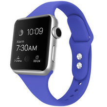 Dubbele gesp siliconen kleine polsband voor Apple Watch series 42MM/44MM/45MM/46MM serie donkerblauw