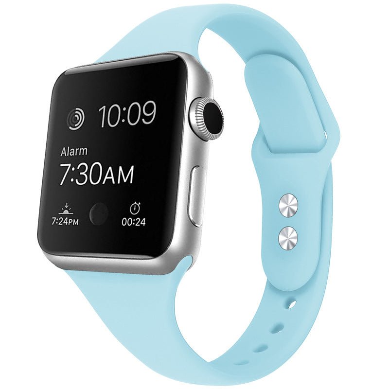 Dubbele gesp siliconen polsband voor Apple Watch Serie 42MM/44MM/45MM/46MM Serie lichtblauw