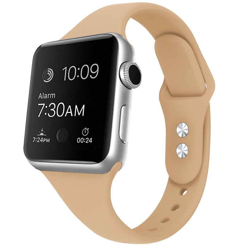 Dubbele gesp siliconen polsbandje voor Apple Watch Series 42MM/44MM/45MM/46MM Series Walnut