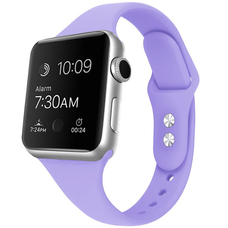 Dubbele gesp siliconen smalle polsband voor Apple Watch series 42MM/44MM/45MM/46MM serie licht paars