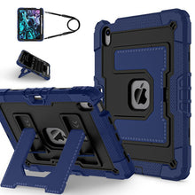 Dubbele kleur Robot C5 versie hoes met penhouder en riem voor iPad Air 2020/Air 4/Air 2022/Air 5/Air 11 2024/Air 11 2025 zwart+navy blue