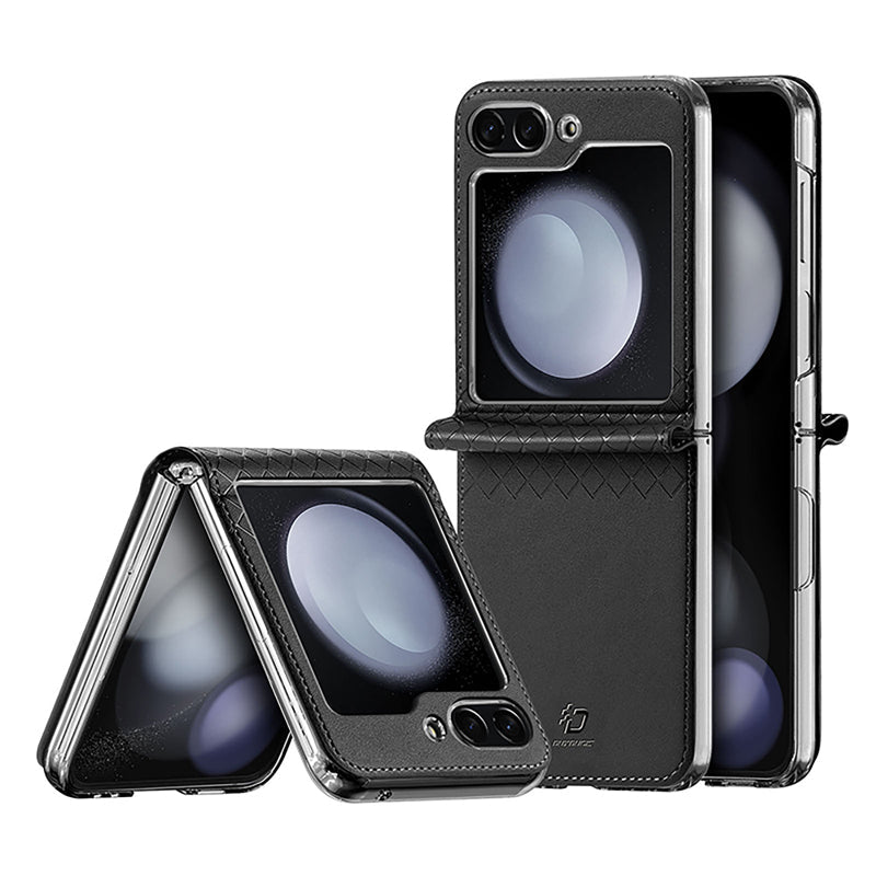 DUX DUCIS Bril Series Leather PU+PC Hoes voor Samsung Galaxy Z Flip5 F731 Black