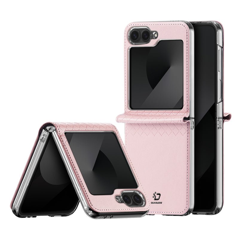 DUX DUCIS Bril Series Leather PU+PC Hoes voor Samsung Galaxy Z Flip6 Pink