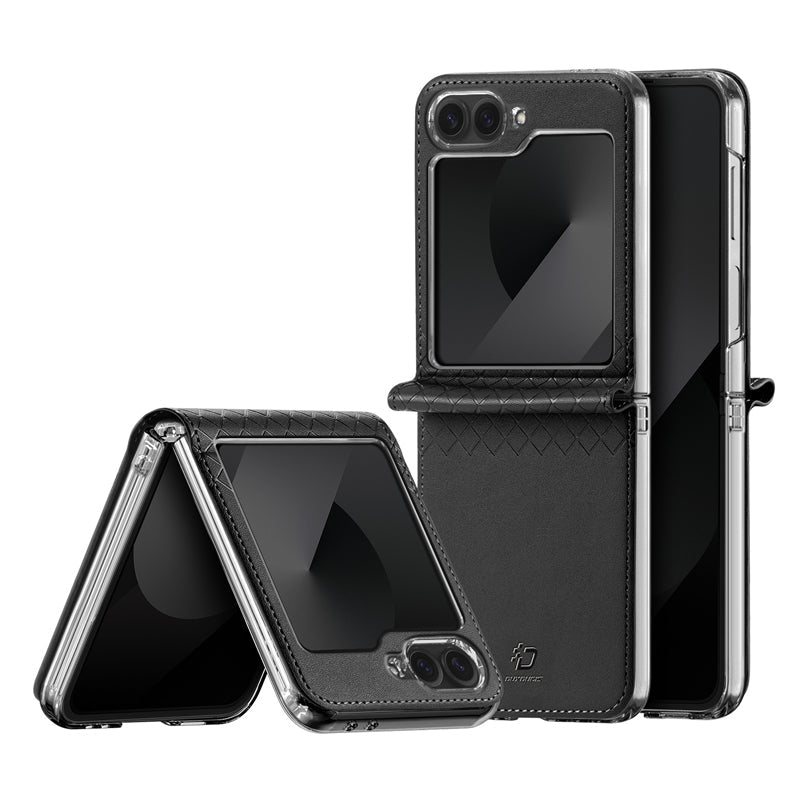 DUX DUCIS Bril Series Lederen PU+PC Hoesje voor Samsung Galaxy Z Flip6 Black