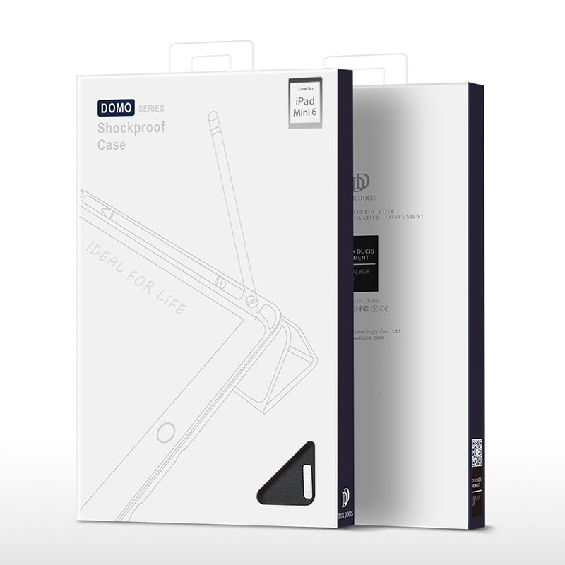DUX DUCIS DOMO Series luxe smart wake sleep PU+TPU drie vouwstand beschermhoes voor iPad Mini 6 2021/Mini 7 2024 zwart