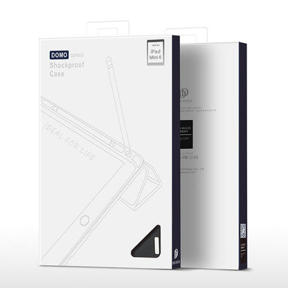 DUX DUCIS DOMO Series luxe smart wake sleep PU+TPU drie vouwstand beschermhoes voor iPad Mini 6 2021/Mini 7 2024 zwart