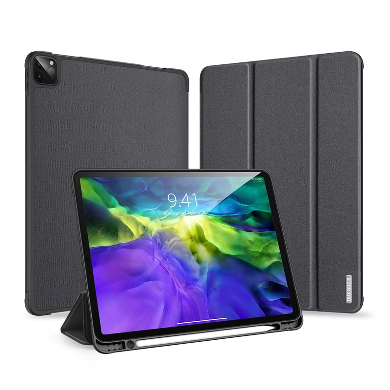 DUX DUCIS DOMO series luxe smart wake sleep pu+tpu driehoek - stand beschermhoes voor iPad Pro 11 2020/Pro 11 2021/Pro 11 2022 zwart