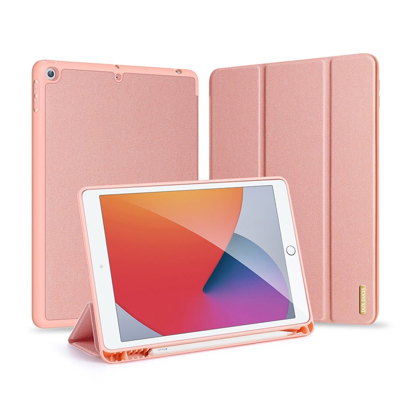 DUX DUCIS DOMO Series Luxe Smart Wake Sleep Trifold - Stand Beschermhoes voor iPad 10.2 2019/10.2 2020/10.2 2021 Roze