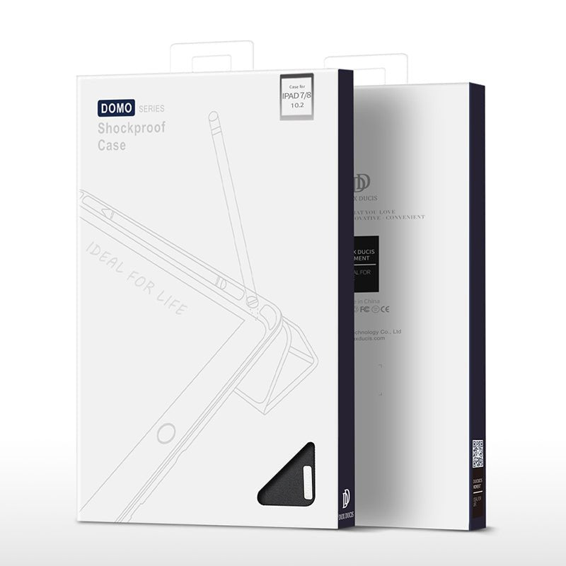 DUX DUCIS DOMO Series luxury smart wake sleep driehoekstand beschermhoes voor iPad 10.2 2019/10.2 2020/10.2 2021 zwart