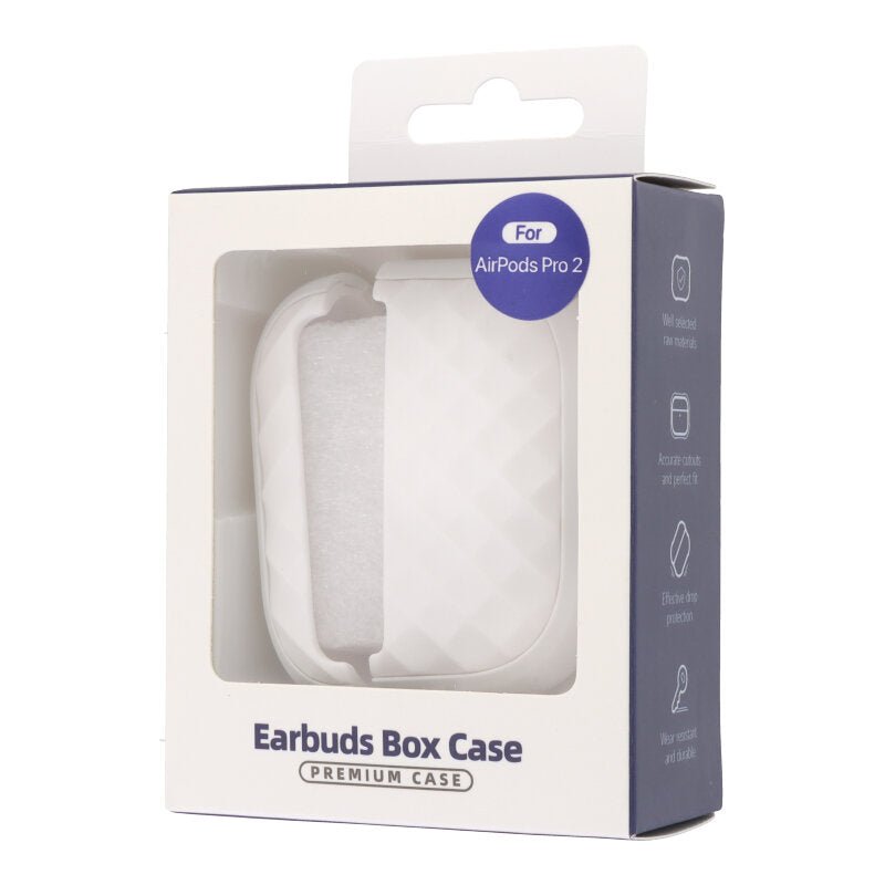 DUX DUCIS PECC series rhombus patroon TPU+PC hoes met haak voor AirPods Pro 2nd zilver+wit