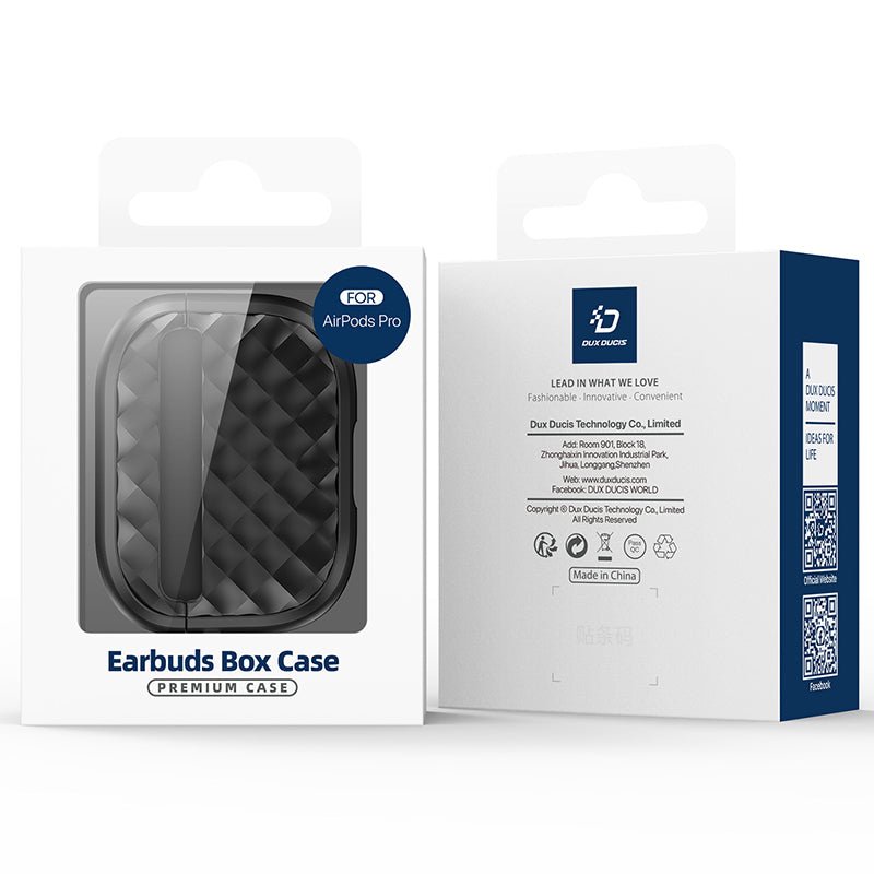 DUX DUCIS PECC Series Rhombus patroon TPU+PC hoesje met haak voor AirPods Pro 2nd zwart+zwart